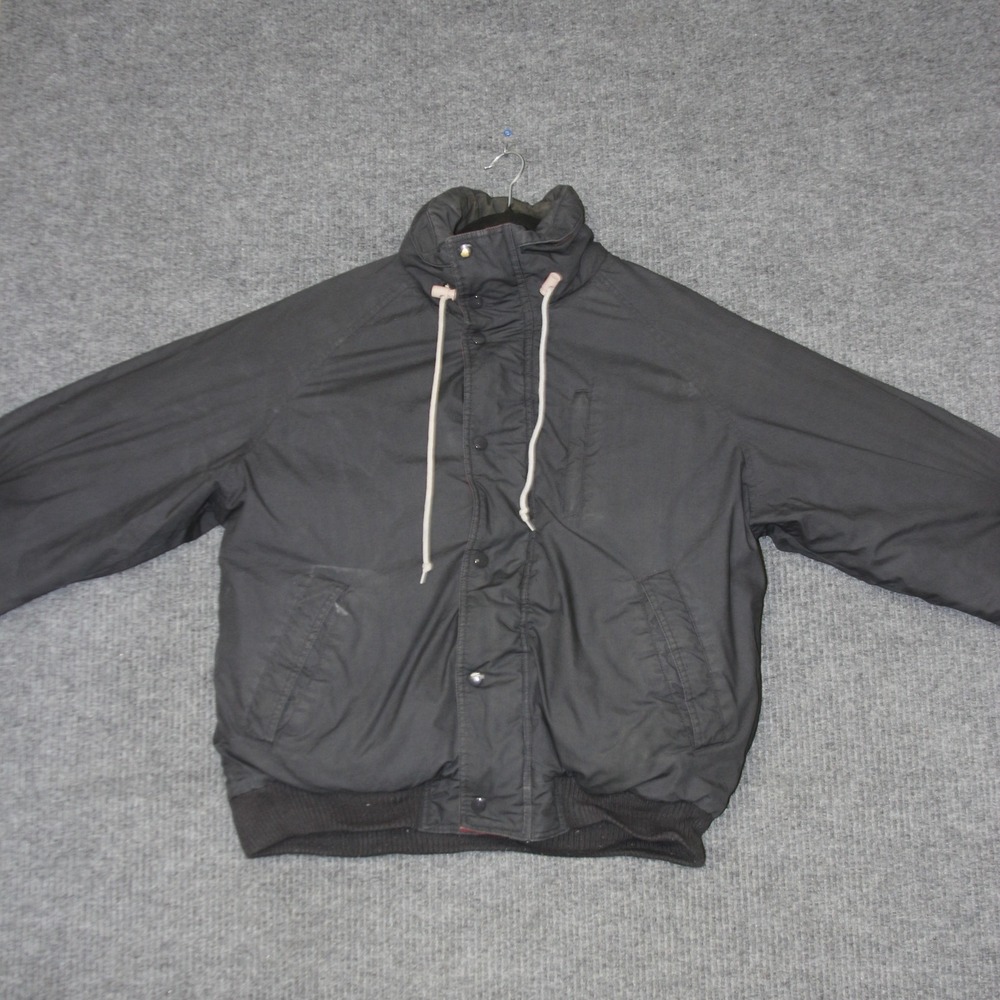 Eagle Pass Bomber Jacket Mens L Black Full Zip Snap Puffer Hooded Gorpcore